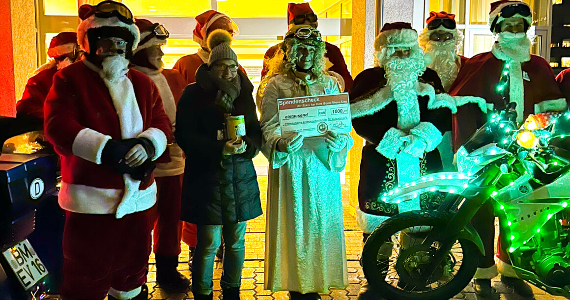 Spendenübergabe mit den Biker 4 Kids Bonn Rhein-Sieg.